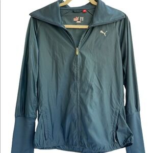 Puma Runner Windbreaker Jacket Teal Lightweight Athletic Activewear Runner XL